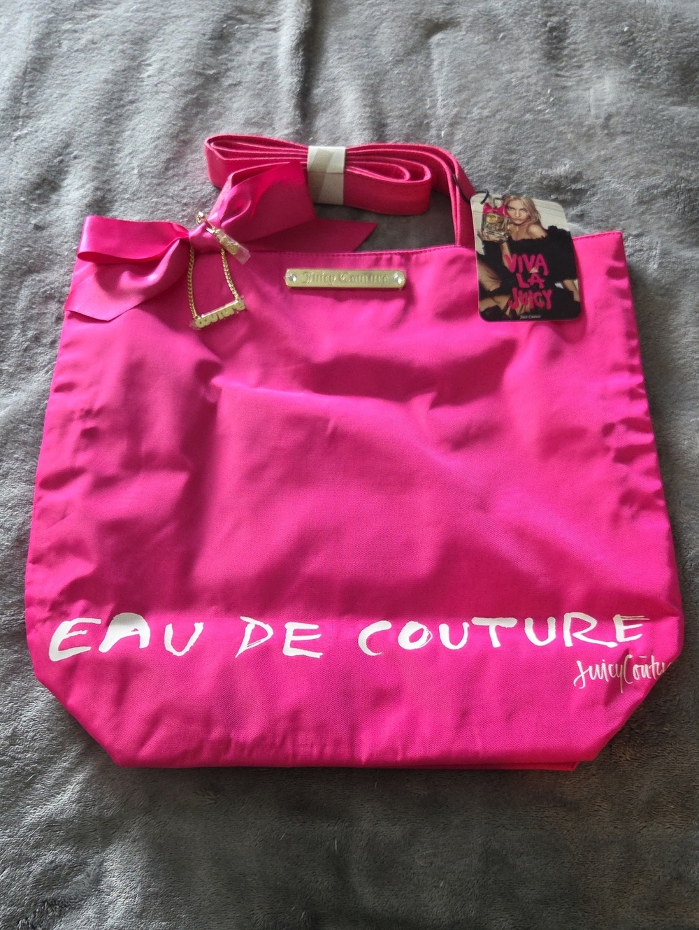 Juicy Couture Hot Pink Bow Tote with Gold Hardware